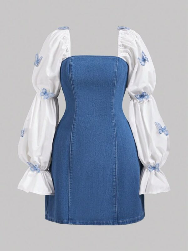 Vestido azul de mezclilla manga larga